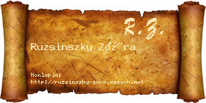 Ruzsinszky Zóra névjegykártya